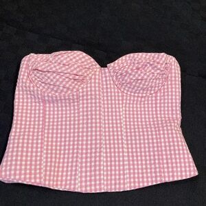 Zara pink gingham Bustier Corset size S